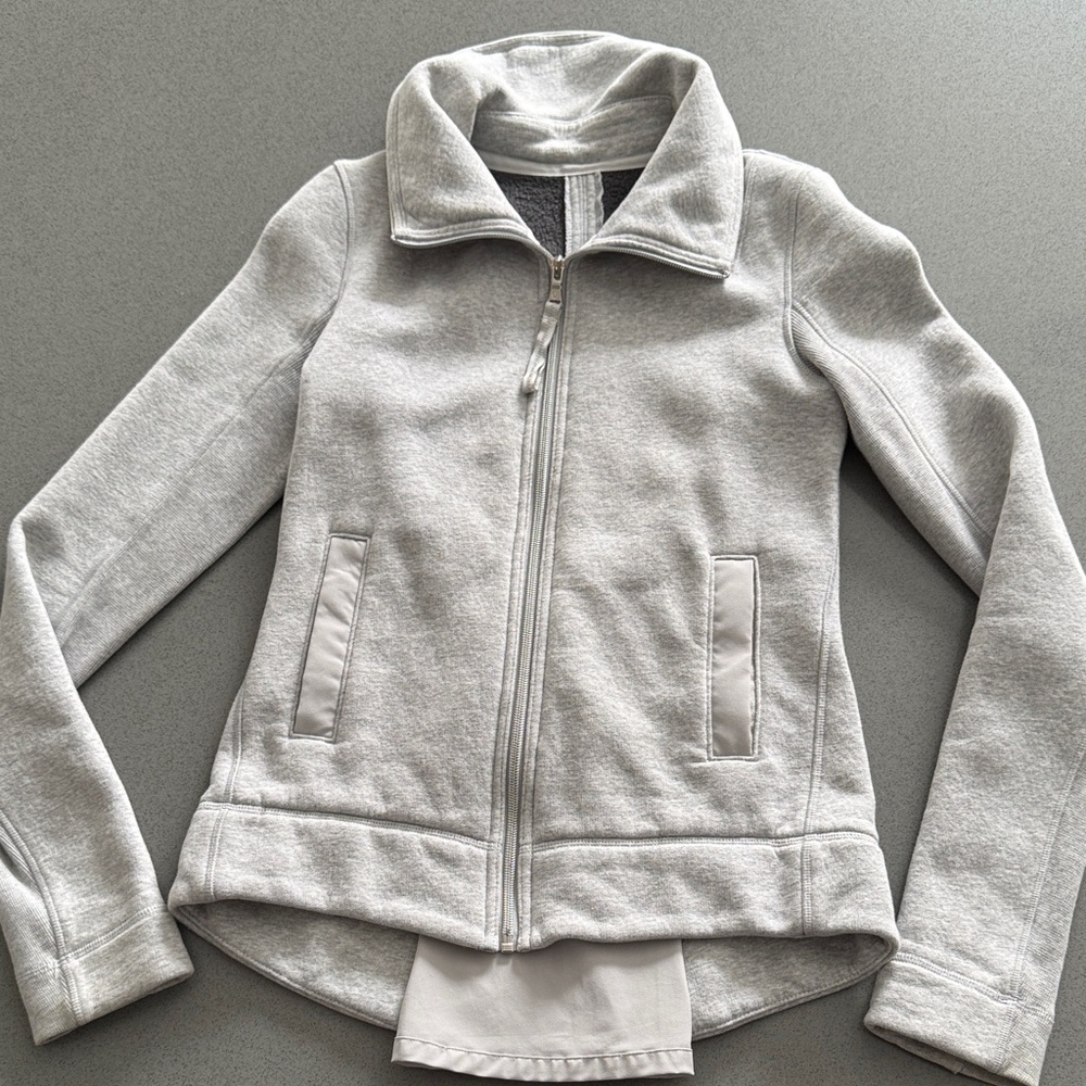 lululemon athletica Light Gray Zip up with feminine back detail